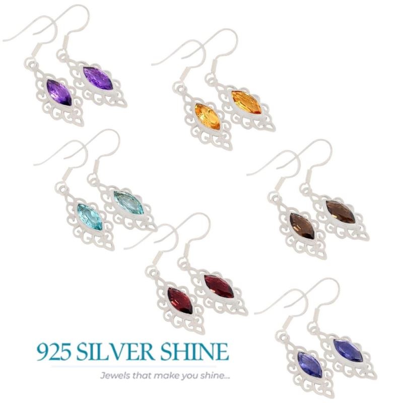 Natural Blue Topaz Gemstone Earrings In 925 Sterling Silver Jewelry 925SE341_1