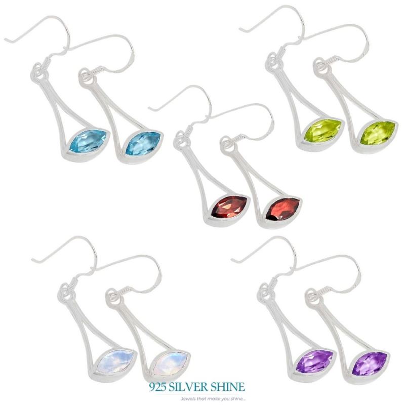 925 Sterling Silver Handmade Earrings In Rainbow Moonstone Jewelry 925SE350_1