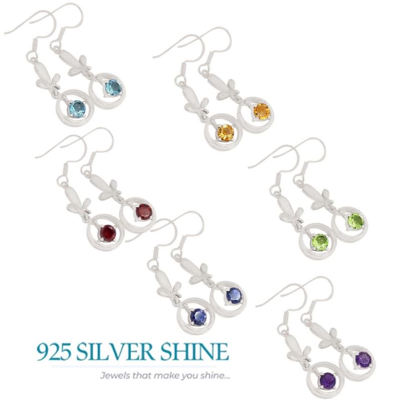 925 Sterling Silver Handmade Earrings In Blue Topaz Gemstone Jewelry 925SE352_1