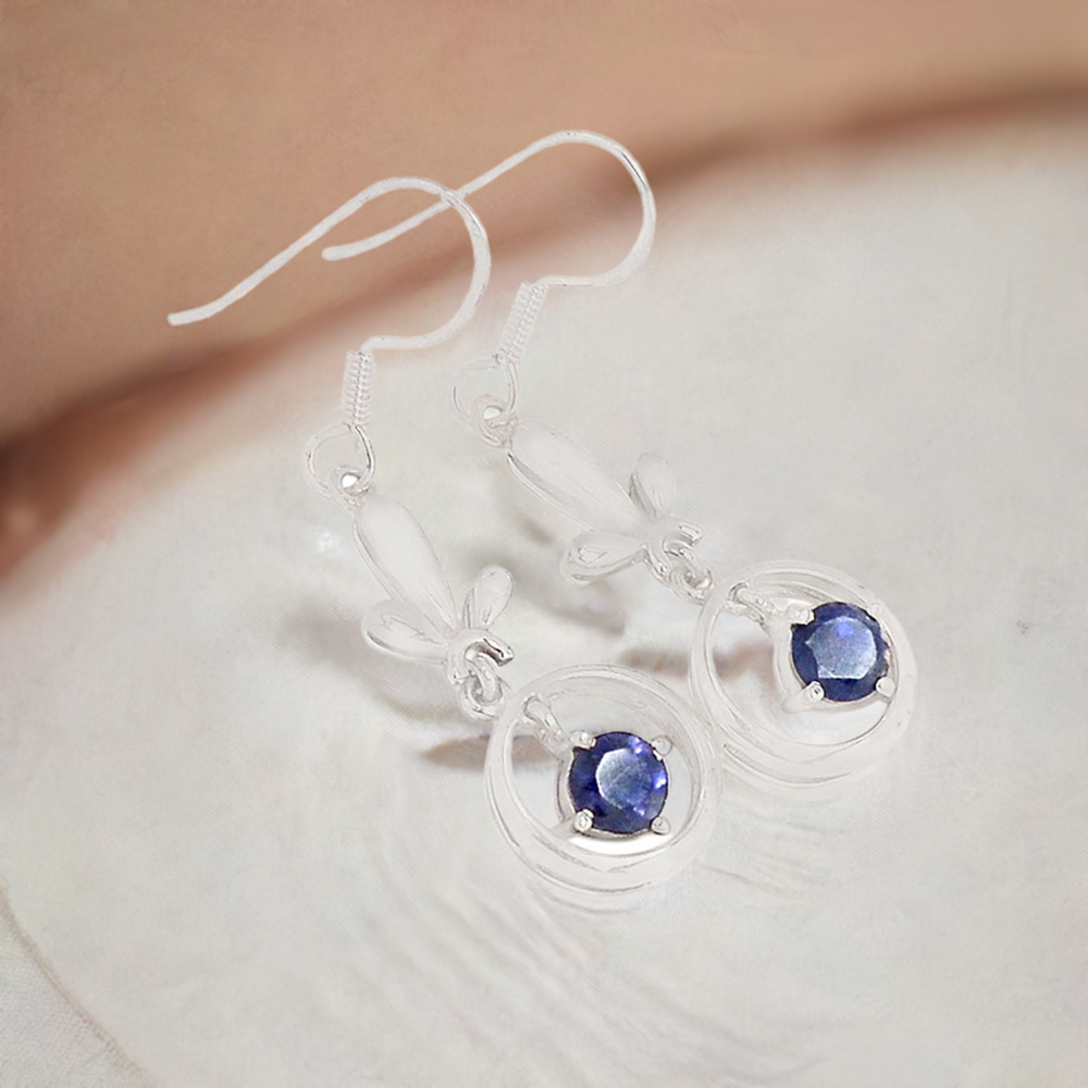 925 Sterling Silver Earrings In Iolite Gemstone Jewelry 925SE355
