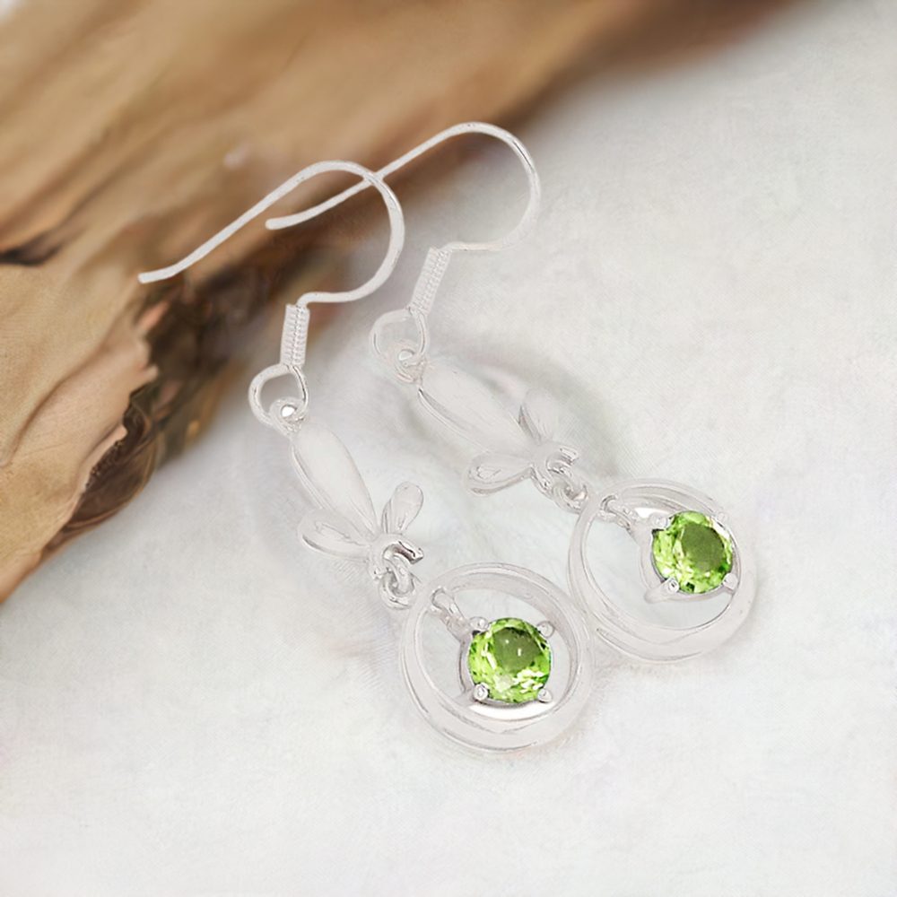 925 Sterling Silver Earrings In Peridot Gemstone Jewelry 925SE356