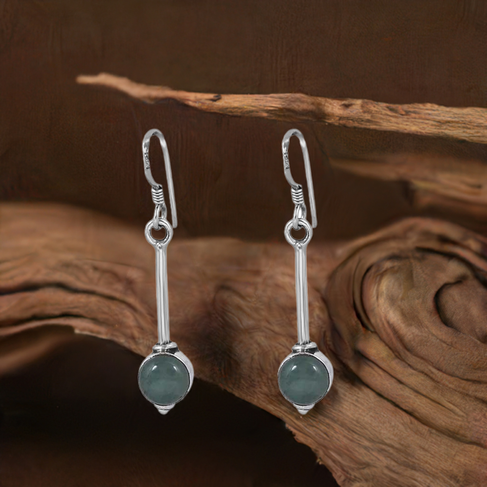 Natural Aventurine Gems Stone Earring In 925 Sterling Silver Jewelry 925SE36
