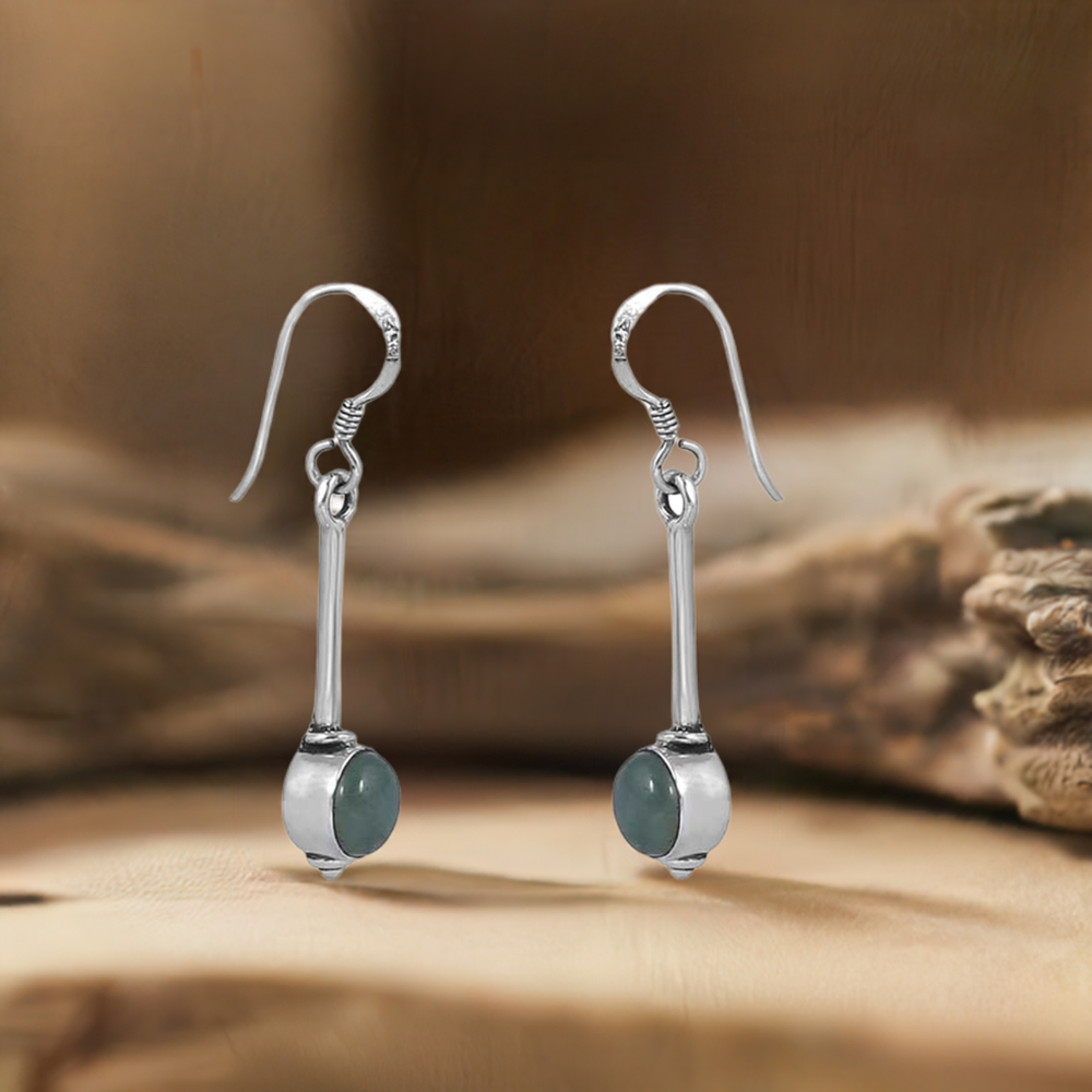 Natural Aventurine Gems Stone Earring In 925 Sterling Silver Jewelry 925SE36_0