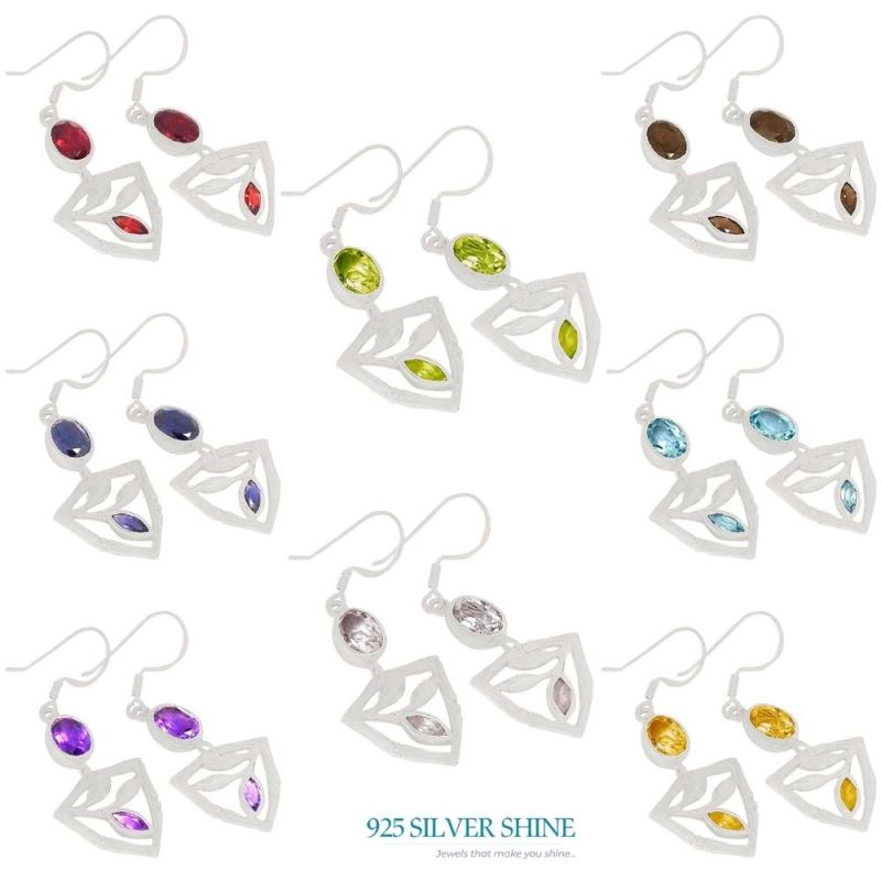 925 Sterling Silver Handmade Earrings In Peridot Gemstone Jewelry 925SE362_1