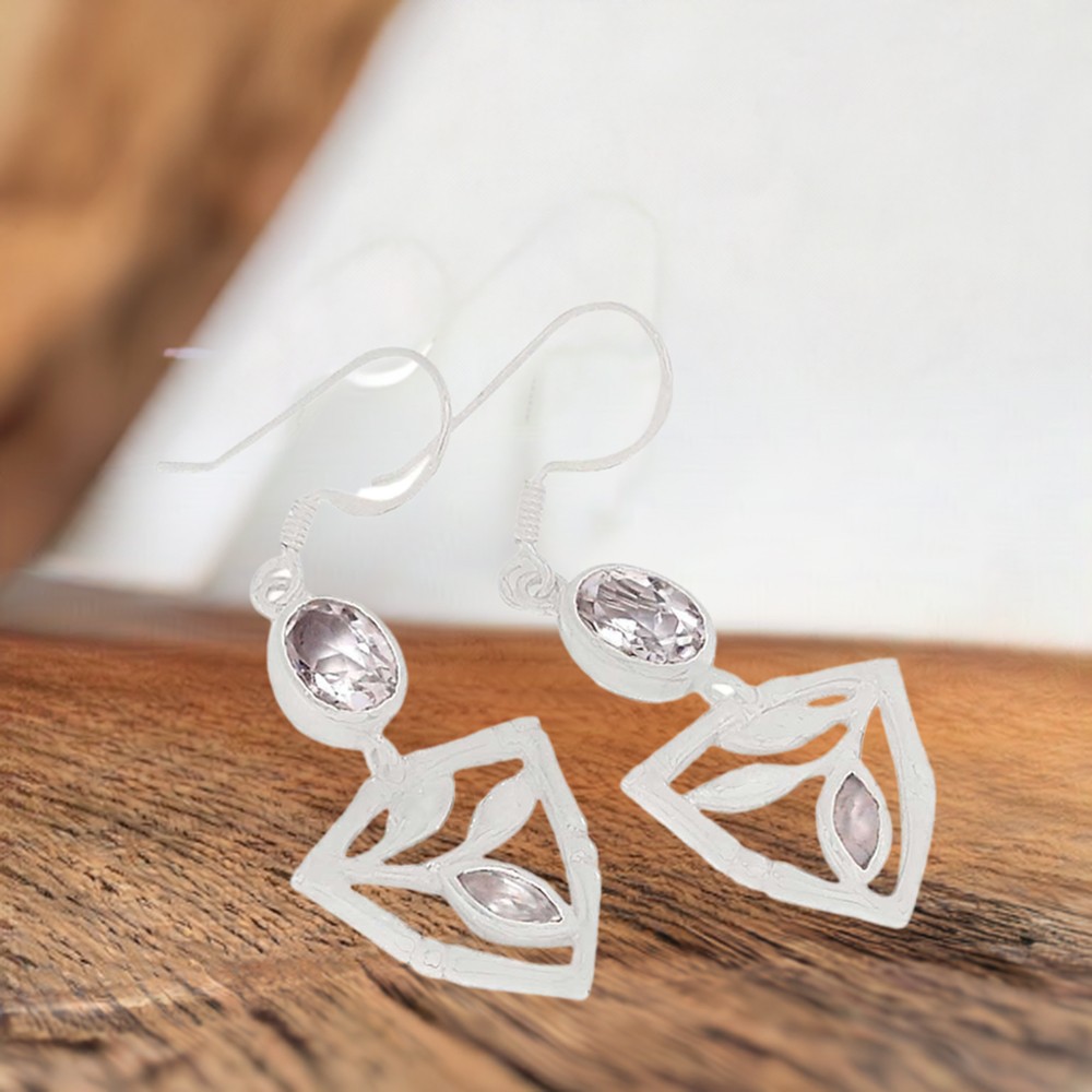 925 Sterling Silver Earrings In Crystal Gemstone Jewelry 925SE364