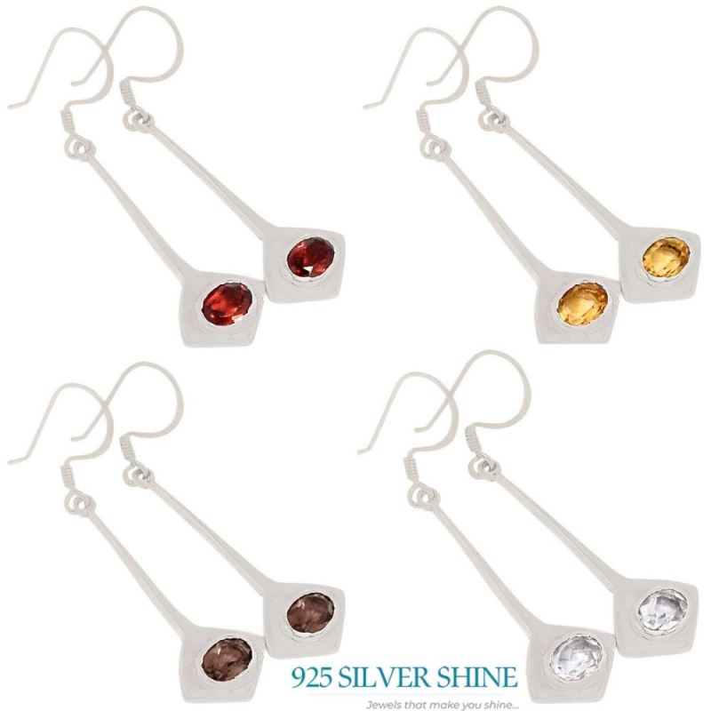 925 Sterling Silver Earrings In Natural Citrine Gemstone 925SE378_0