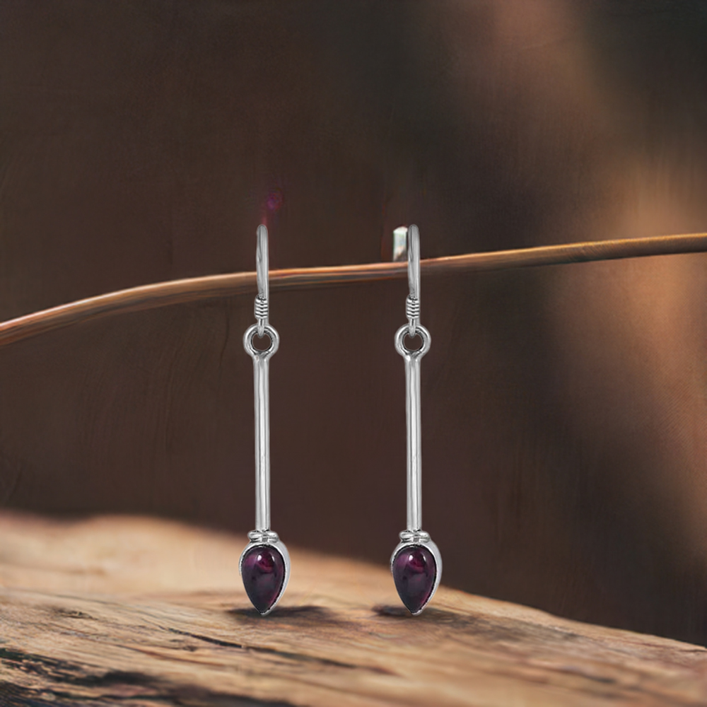 Garnet Gemstone Earring In 925 Fine Silver Earring Jewelry 925SE39