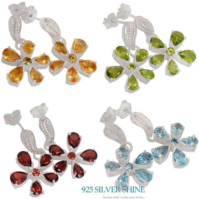 Genuine Garnet Gemstone Earrings In Solid 925 Silver 925SE392_1