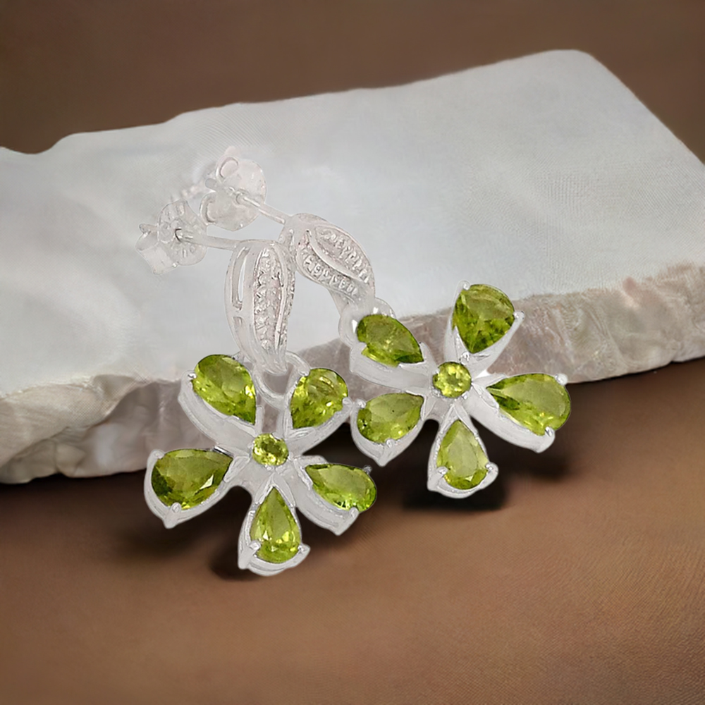 Natural Peridot Gemstone Earrings In Fine 925 Sterling Silver 925SE393