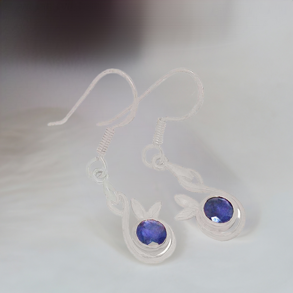 Genuine Iolite Gemstone Earrings In Fine 925 Sterling Silver 925SE395