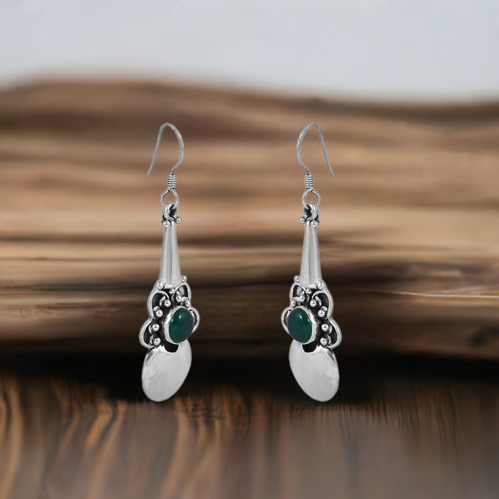 Green Onyx Gemstone Earring In Sterling Silver Jewelry 925SE40_0