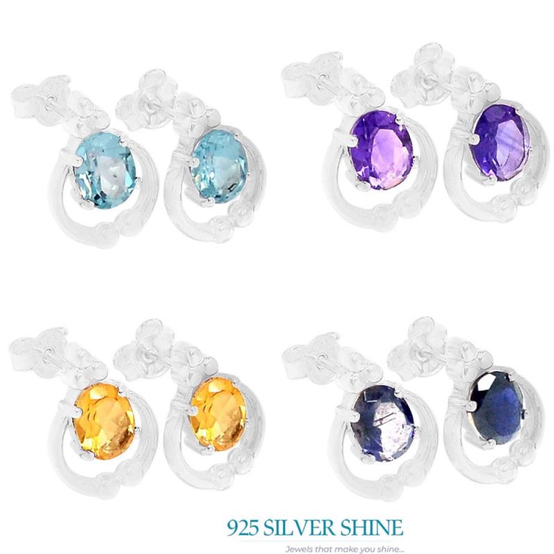 Semi Precious Citrine Gemstone Earrings In 925 Sterling Silver Jewelry 925SE415_0