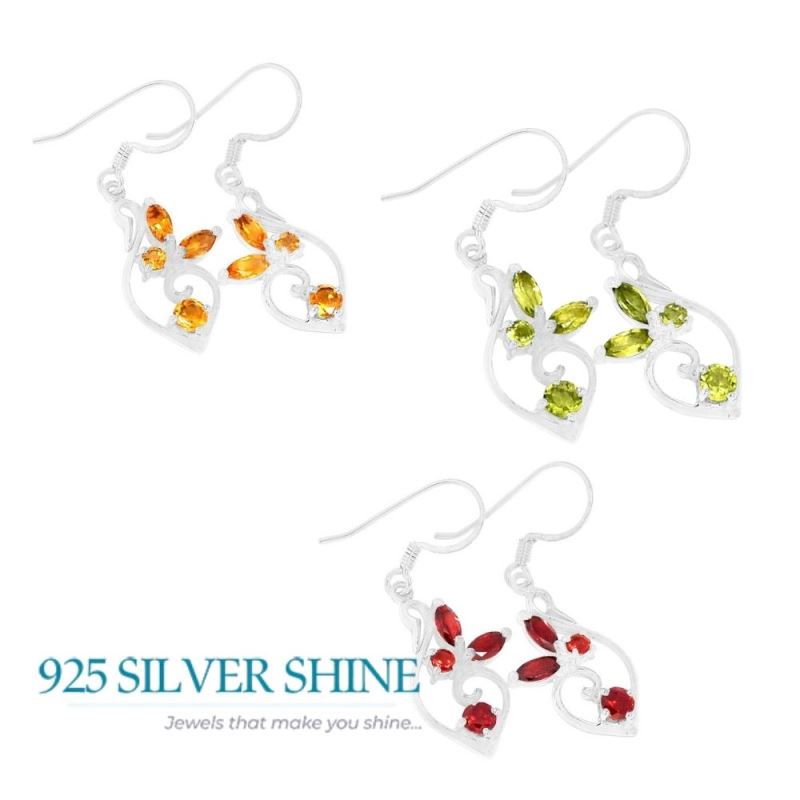 Genuine Garnet Gemstone Earrings In 925 Sterling Silver Jewelry 925SE419_0