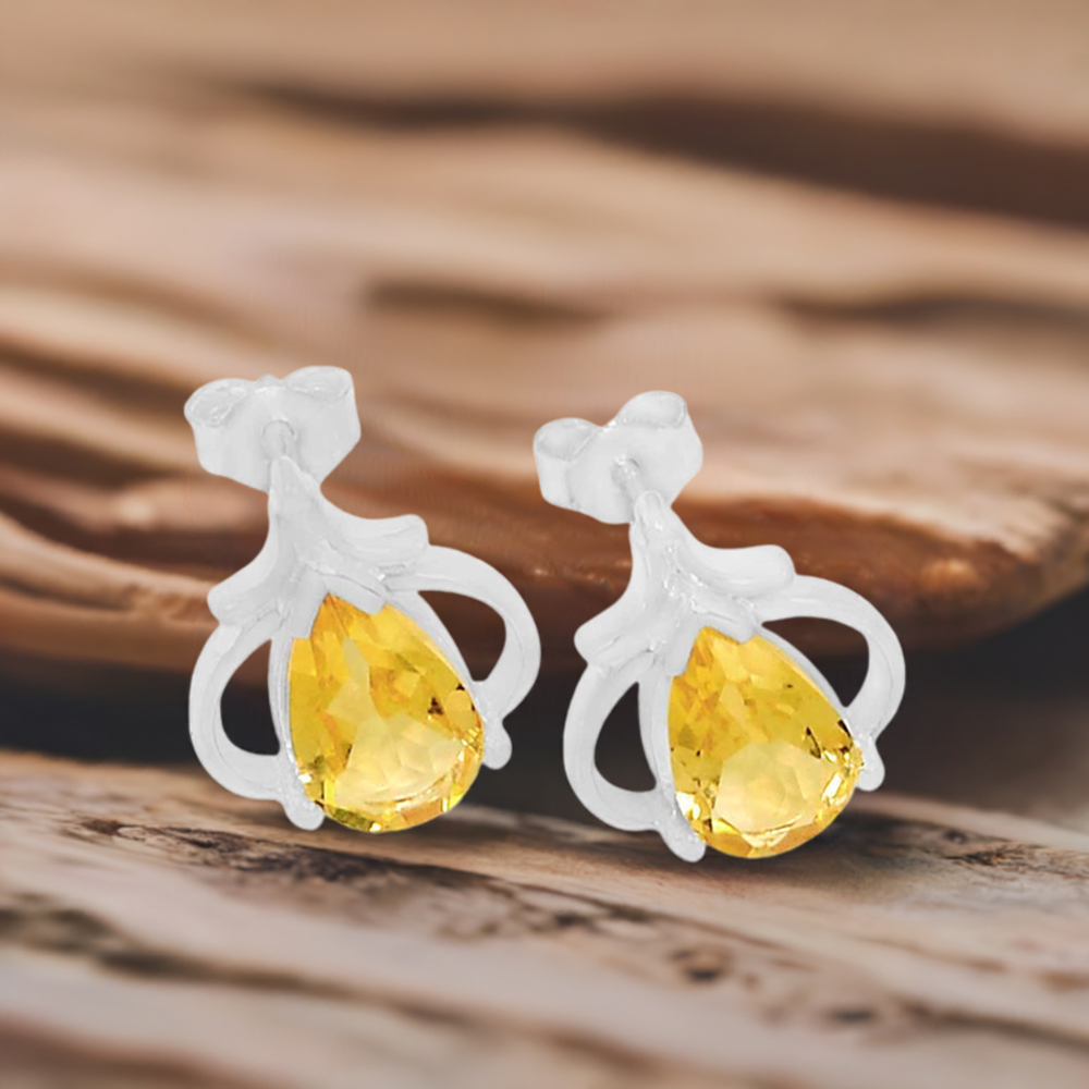 Genuine Citrine Gemstone Earrings In 925 Sterling Silver Jewelry 925SE422