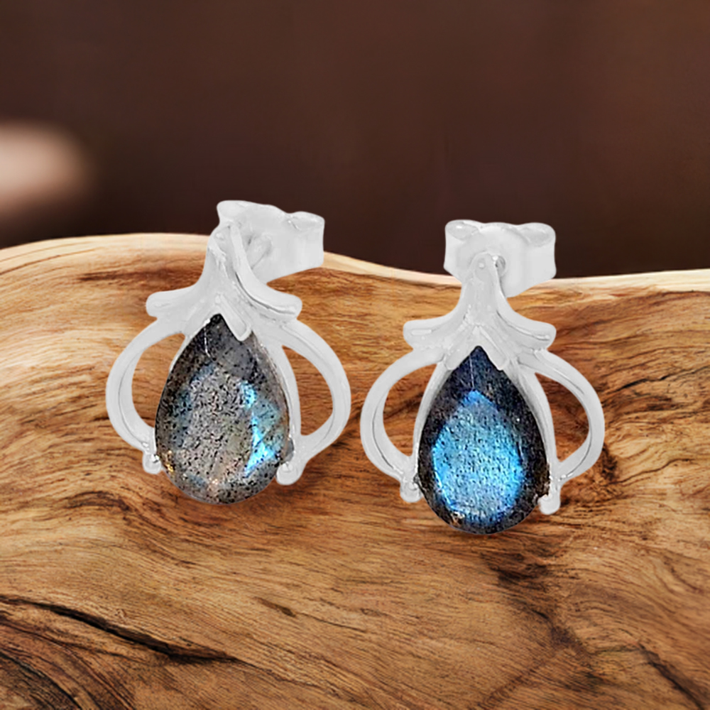 925 Sterling Silver Handmade Earrings In Labradorite Gemstone Jewelry 925SE426