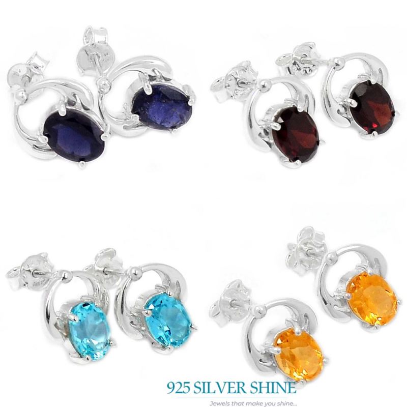 925 Sterling Silver Handmade Earrings In Iolite Gemstone Jewelry 925SE431_1