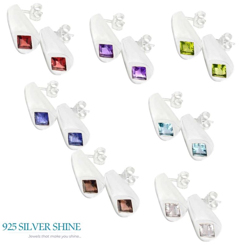 925 Sterling Silver Handmade Earrings In Garnet Gemstone Jewelry 925SE441_1