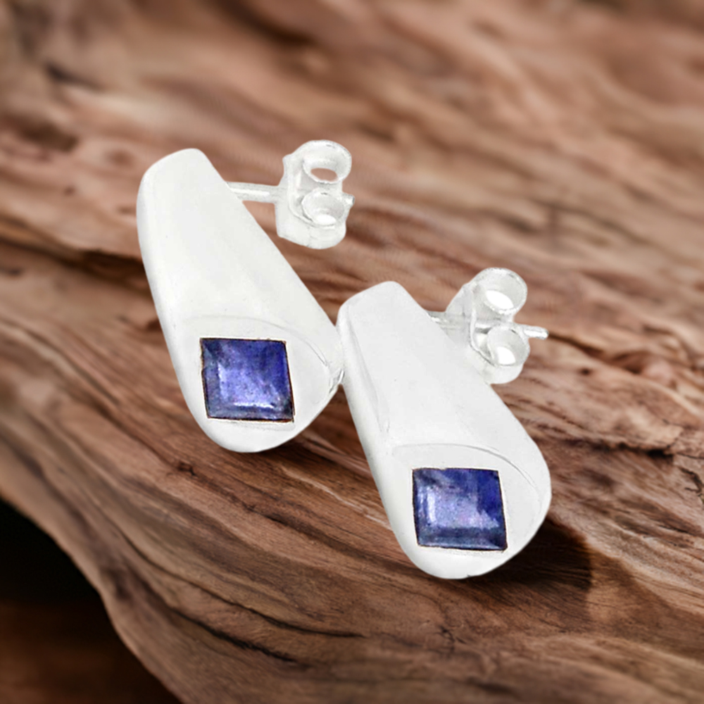 925 Sterling Silver Earrings In Iolite Gemstone Jewelry 925SE442