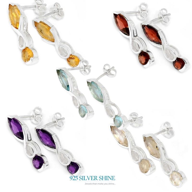 925 Sterling Silver Handmade Earrings In Labradorite Gemstone Jewelry 925SE450_1