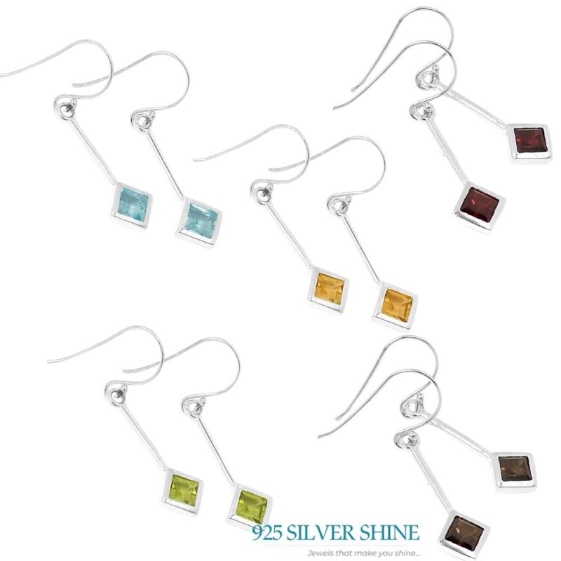 925 Sterling Silver Handmade Earrings In Garnet Gemstone Jewelry 925SE453_1