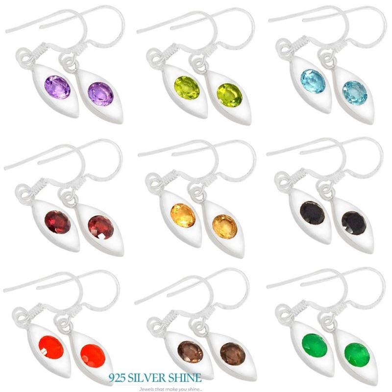 925 Sterling Silver Handmade Earrings In Amethyst Gemstone Jewelry 925SE456_1