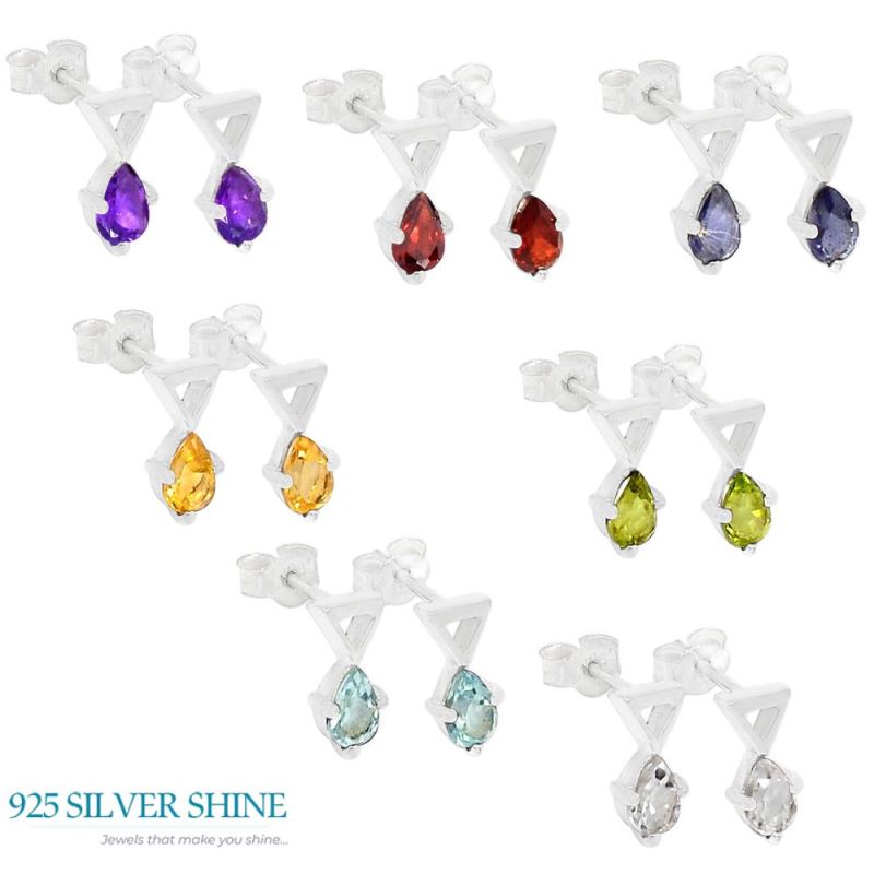 Natural Iolite Gemstone Earrings In Solid 925 Silver 925SE469_1