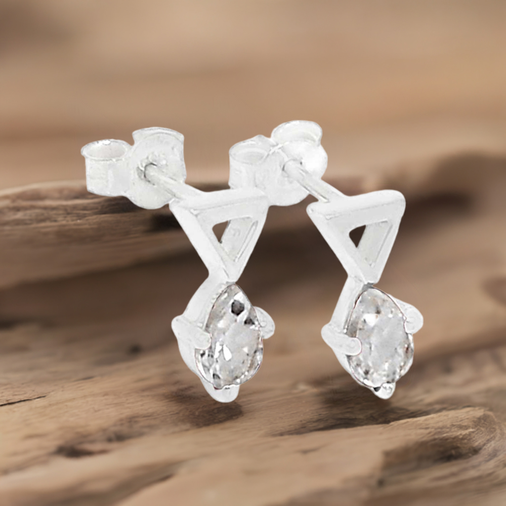 Genuine Crystal Gemstone Earrings In Solid 925 Silver 925SE471