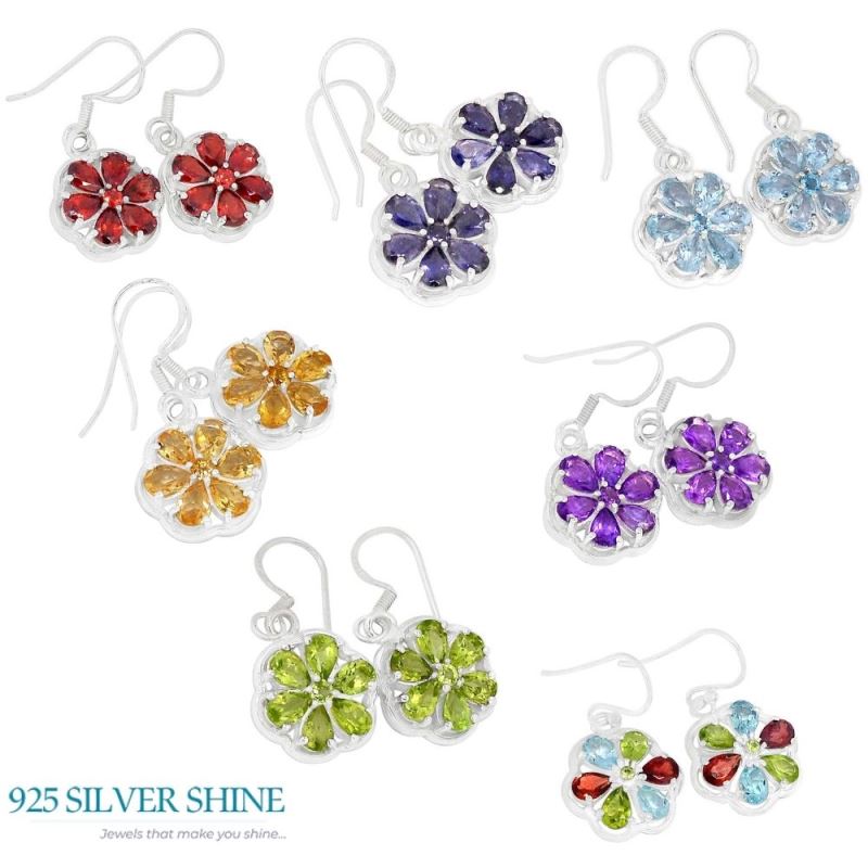 Semi Precious Garnet Gemstone Earrings In 925 Sterling Silver Jewelry 925SE491_0