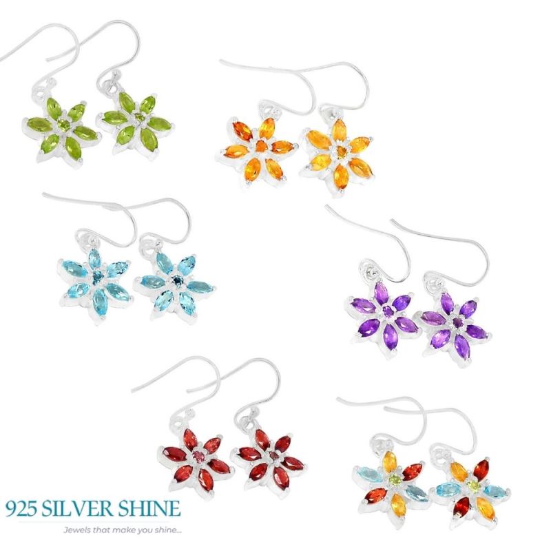 Genuine Amethyst Gemstone Earrings In 925 Sterling Silver Jewelry 925SE495_0