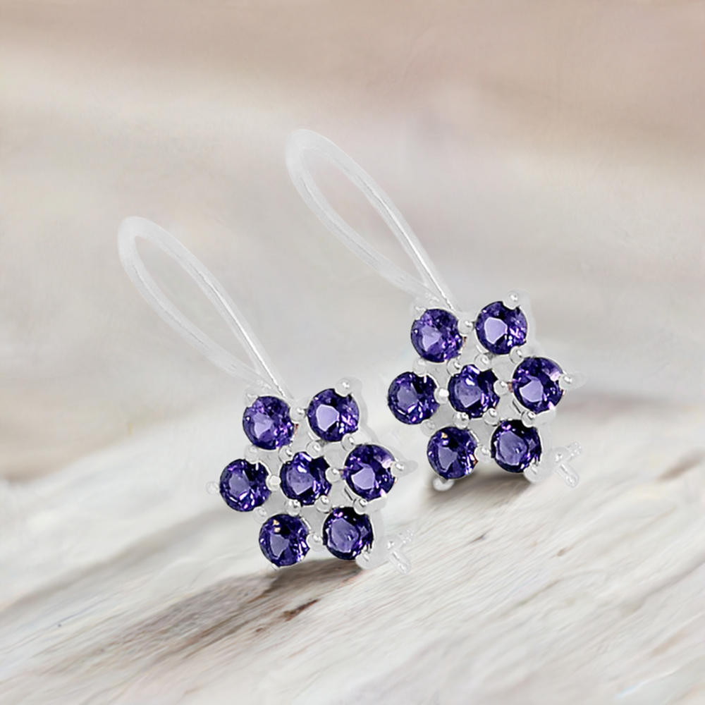925 Sterling Silver Handmade Earrings In Iolite Gemstone Jewelry 925SE505