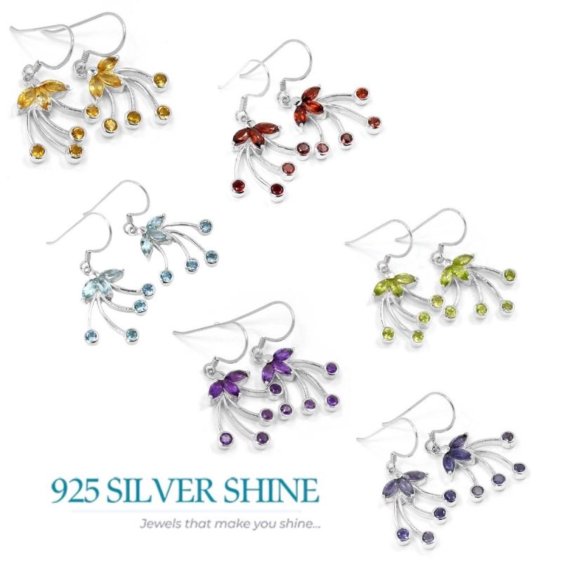 925 Sterling Silver Earrings In Amethyst Gemstone Jewelry 925SE514_1