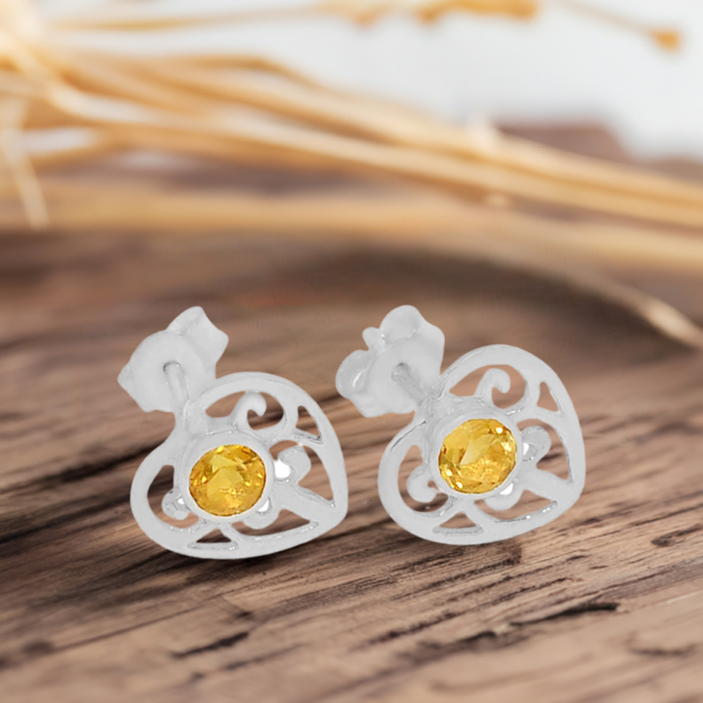 925 Sterling Silver Handmade Earrings In Citrine Gemstone Jewelry 925SE527