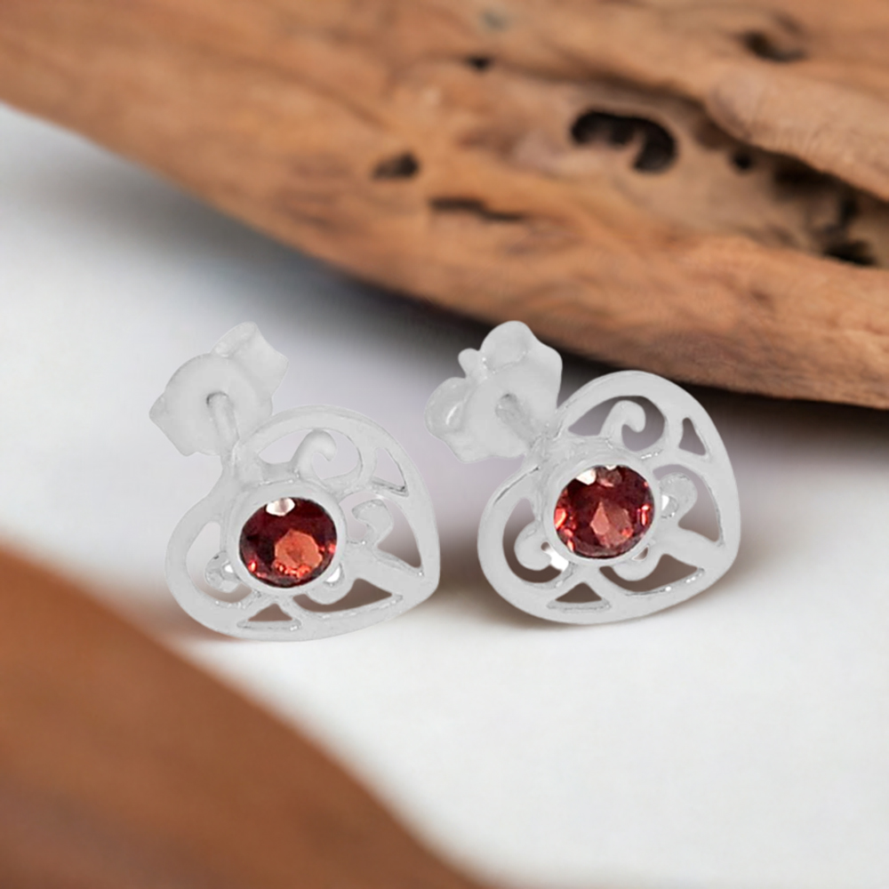 925 Sterling Silver Handmade Earrings In Garnet Gemstone Jewelry 925SE528