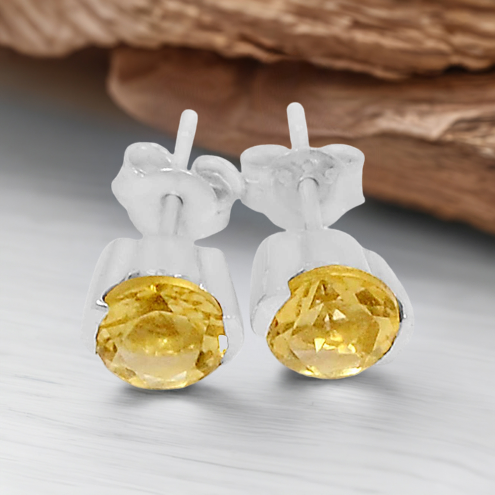 Natural Citrine Gemstone Earrings In 925 Sterling Silver 925SE545