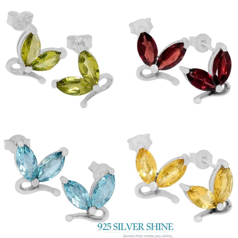 Genuine Citrine Gemstone Earrings In Solid 925 Silver 925SE550_1