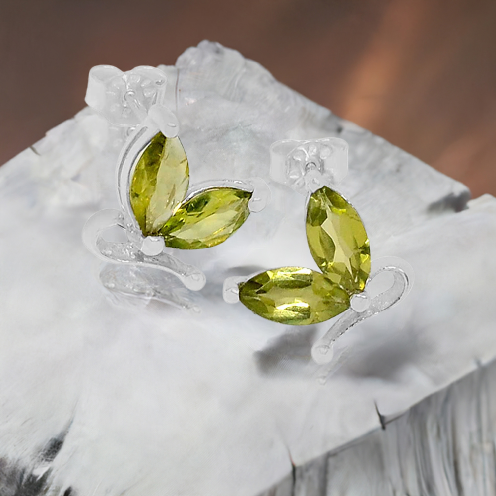 Natural Peridot Gemstone Earrings In Fine 925 Sterling Silver 925SE551