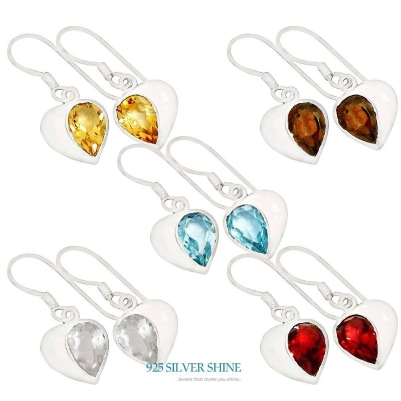 925 Sterling Silver Earrings In Natural Citrine Gemstone 925SE560_1