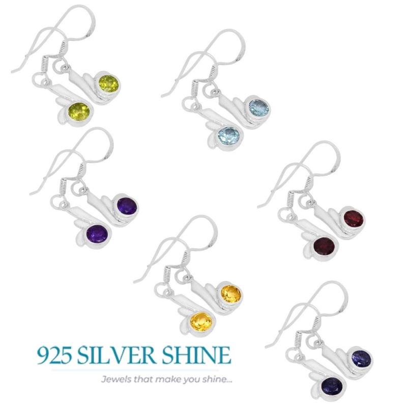 925 Sterling Silver Earrings In Genuine Blue Topaz Gemstone 925SE565_1