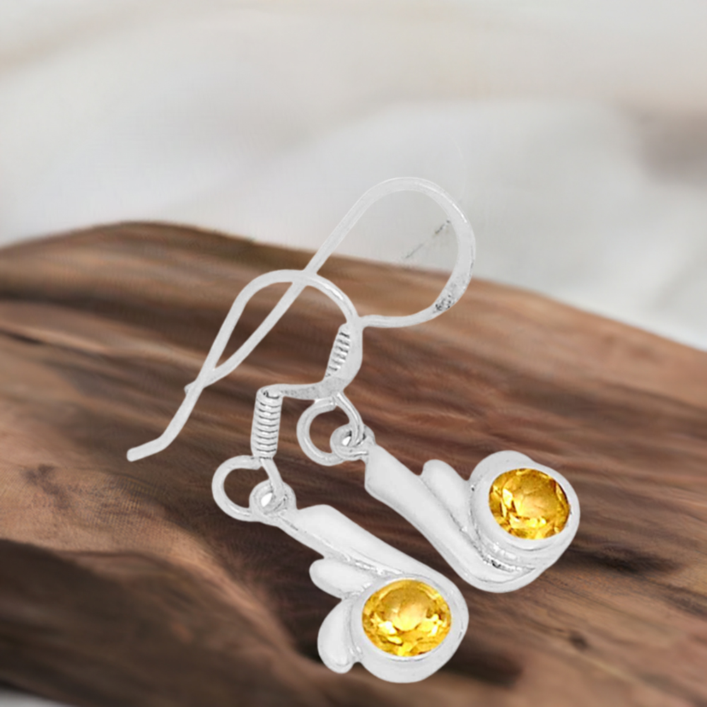 925 Sterling Silver Earrings In Natural Citrine Gemstone 925SE566