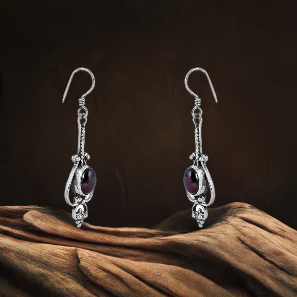 Natural Garnet Gemstone Earring In Sterling Silver Jewelry 925SE57_0