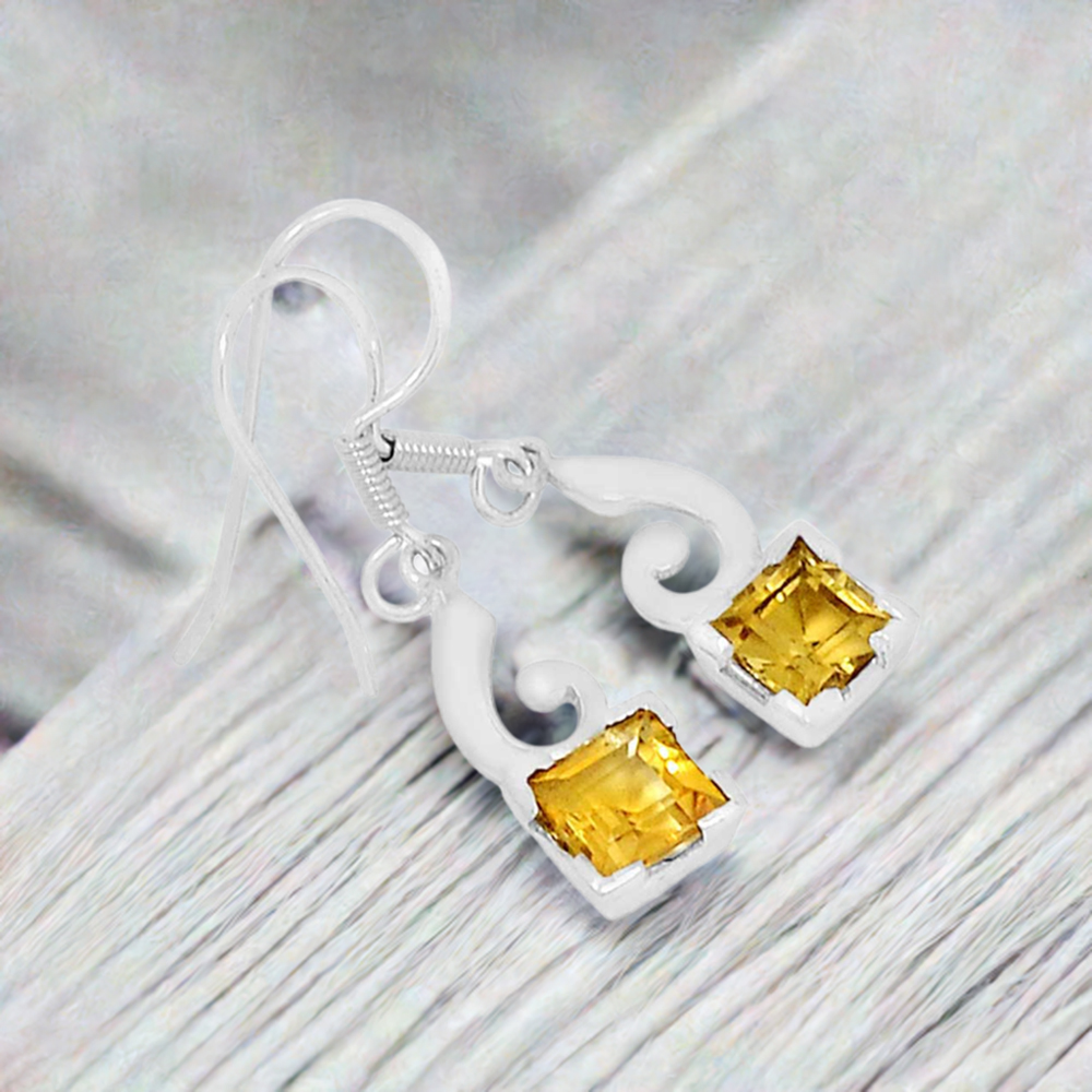 Natural Citrine Gemstone Earrings In 925 Sterling Silver Jewelry 925SE572