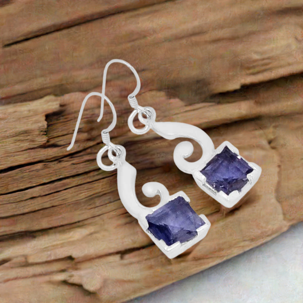 Genuine Amethyst Gemstone Earrings In 925 Sterling Silver Jewelry 925SE574