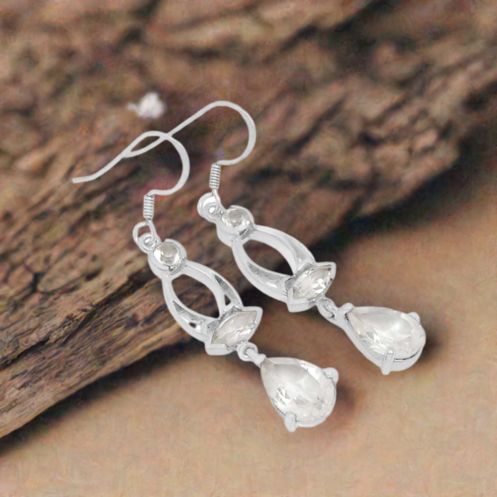 Genuine Crystal Gemstone Earrings In 925 Sterling Silver Jewelry 925SE580