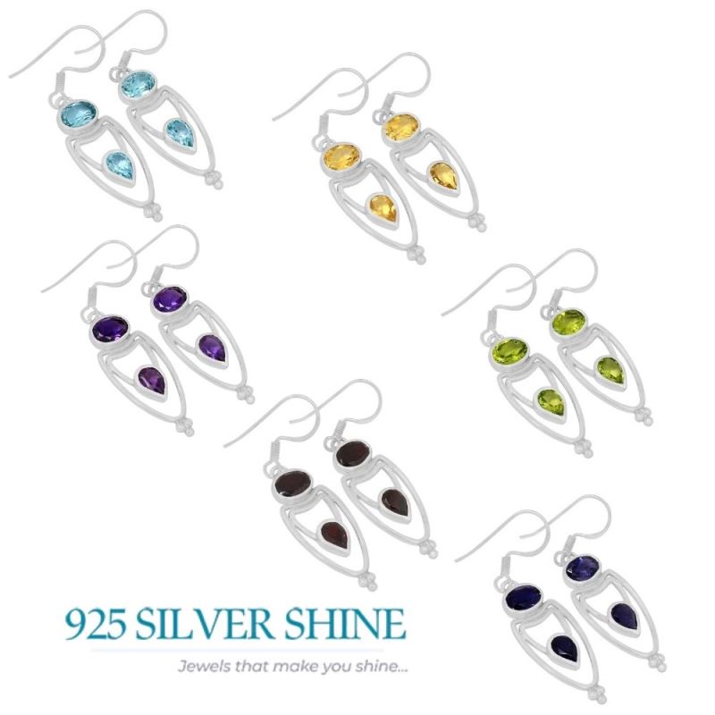 925 Sterling Silver Earrings In Iolite Gemstone Jewelry 925SE594_1