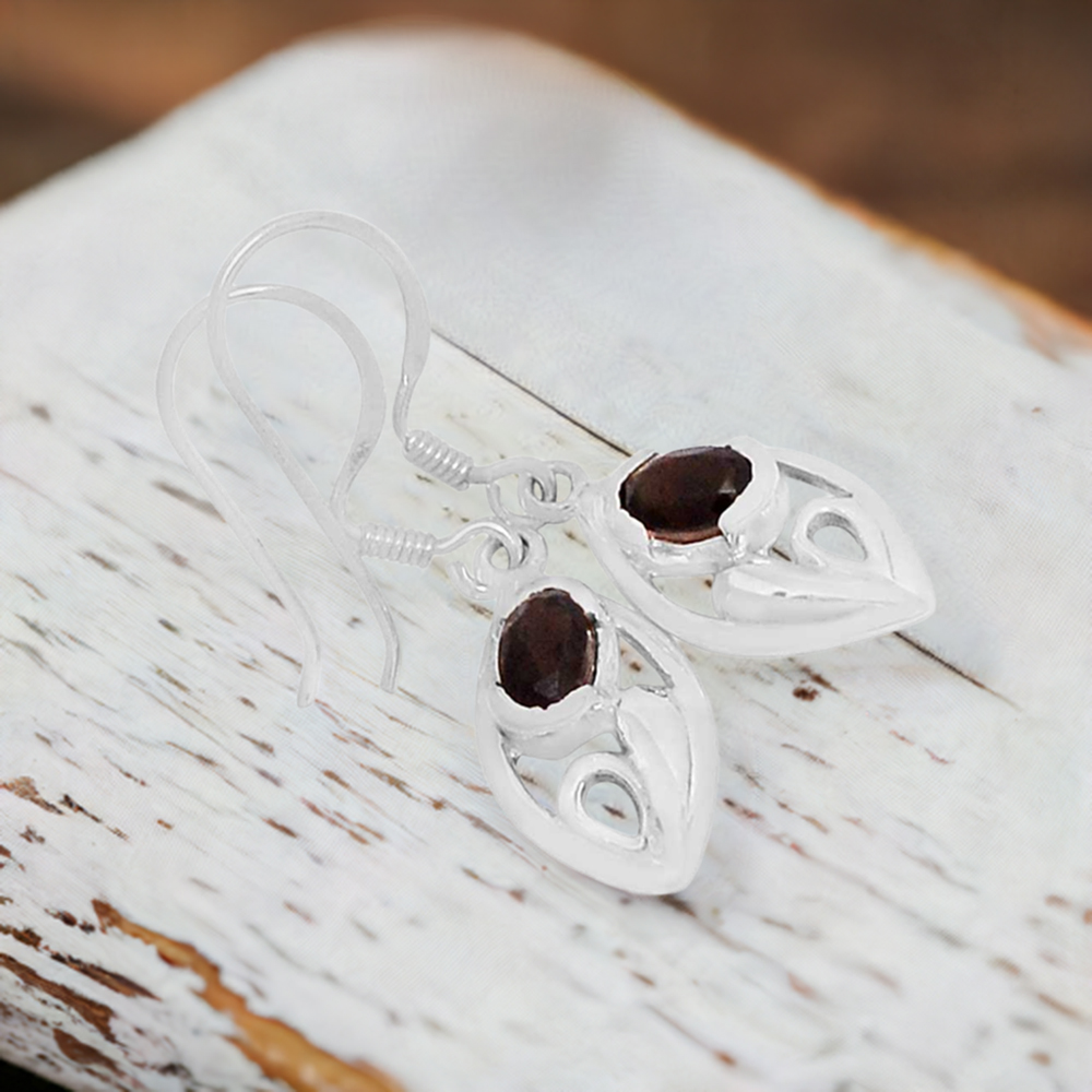 925 Sterling Silver Handmade Earrings In Garnet Gemstone Jewelry 925SE607