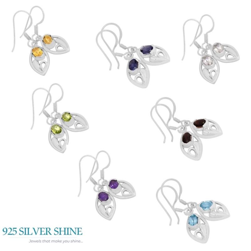 925 Sterling Silver Handmade Earrings In Garnet Gemstone Jewelry 925SE607_1