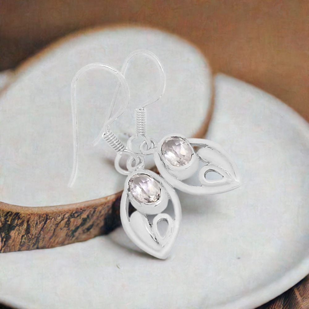 925 Sterling Silver Handmade Earrings In Crystal Gemstone Jewelry 925SE608