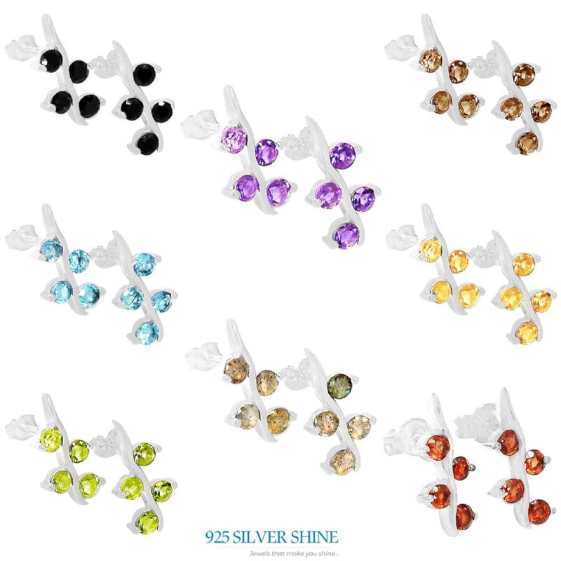 Solid 925 Silver Earrings In Genuine Citrine Gemstone 925SE620_1