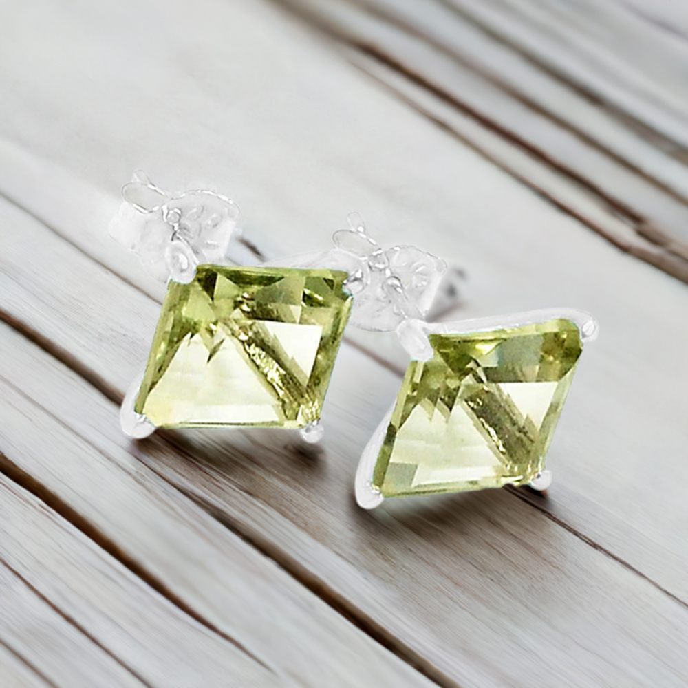 Natural Peridot Gemstone Earrings In Solid 925 Silver 925SE627