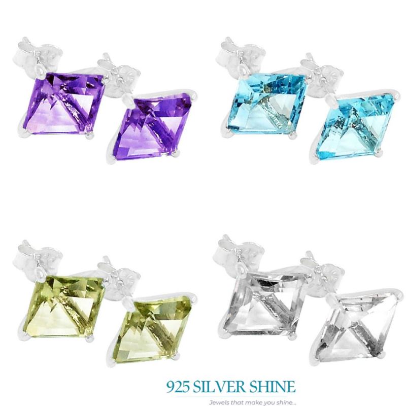 Semi Precious Crystal Gemstone Earrings In Solid 925 Silver 925SE628_0